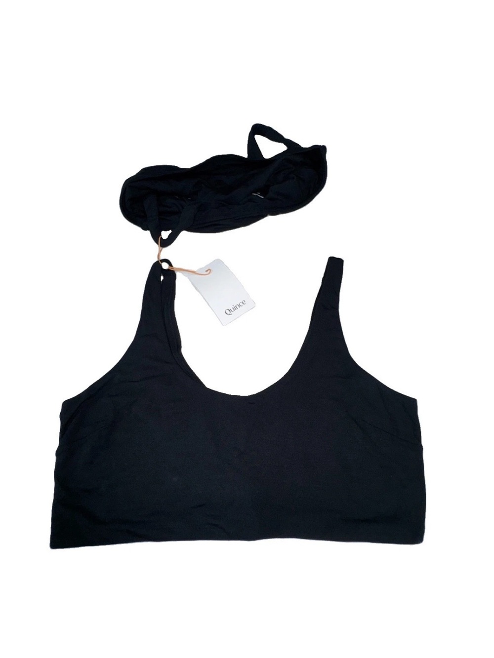 Quince Micromodal Ruched Bralette 2 Pack Black Size L NWT Wireless Stretch - Picture 2 of 8